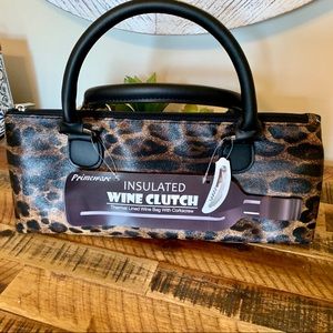 Leopard Print Insulated Wine Clutch with corkscrew